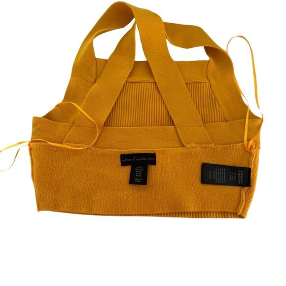 House of Harlow 1960 Women’s Yellow Ribbed Crop Tank Sweater Size XS - Picture 3 of 5
